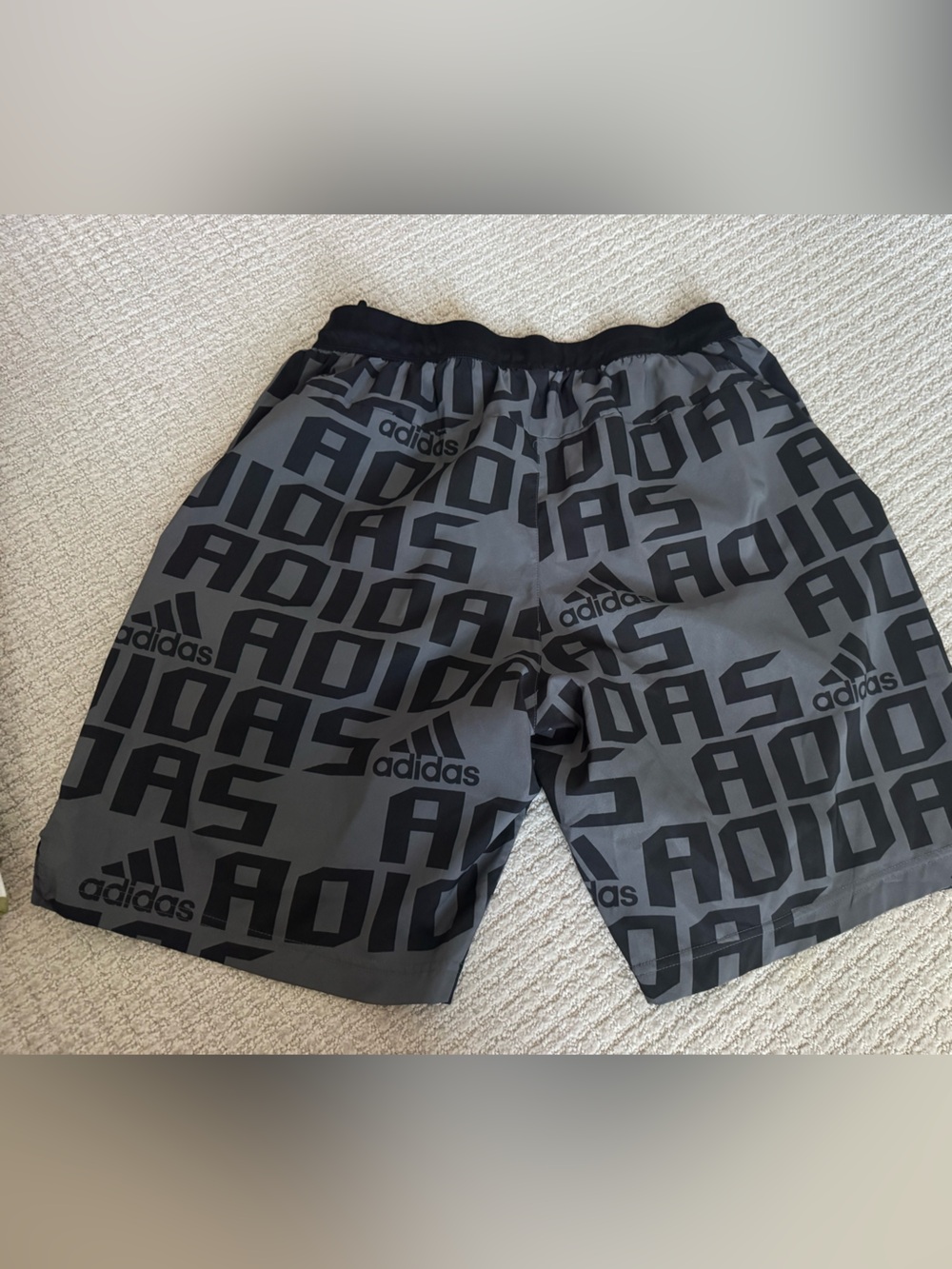adidas men’s large Gray Shorts with Black Logo Print